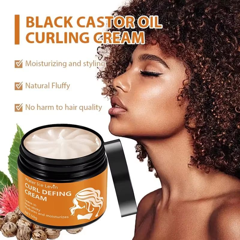 Black Castor Oil Curly Hair Styling Cream for Moisturizing and Defining Curls image 2