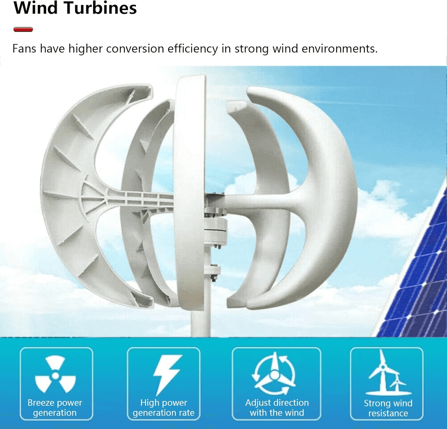 5000W Vertical Wind Turbine Generator – 12V/24V Small Windmill for Home, Farm & Off-Grid Energy with MPPT Controller image 9