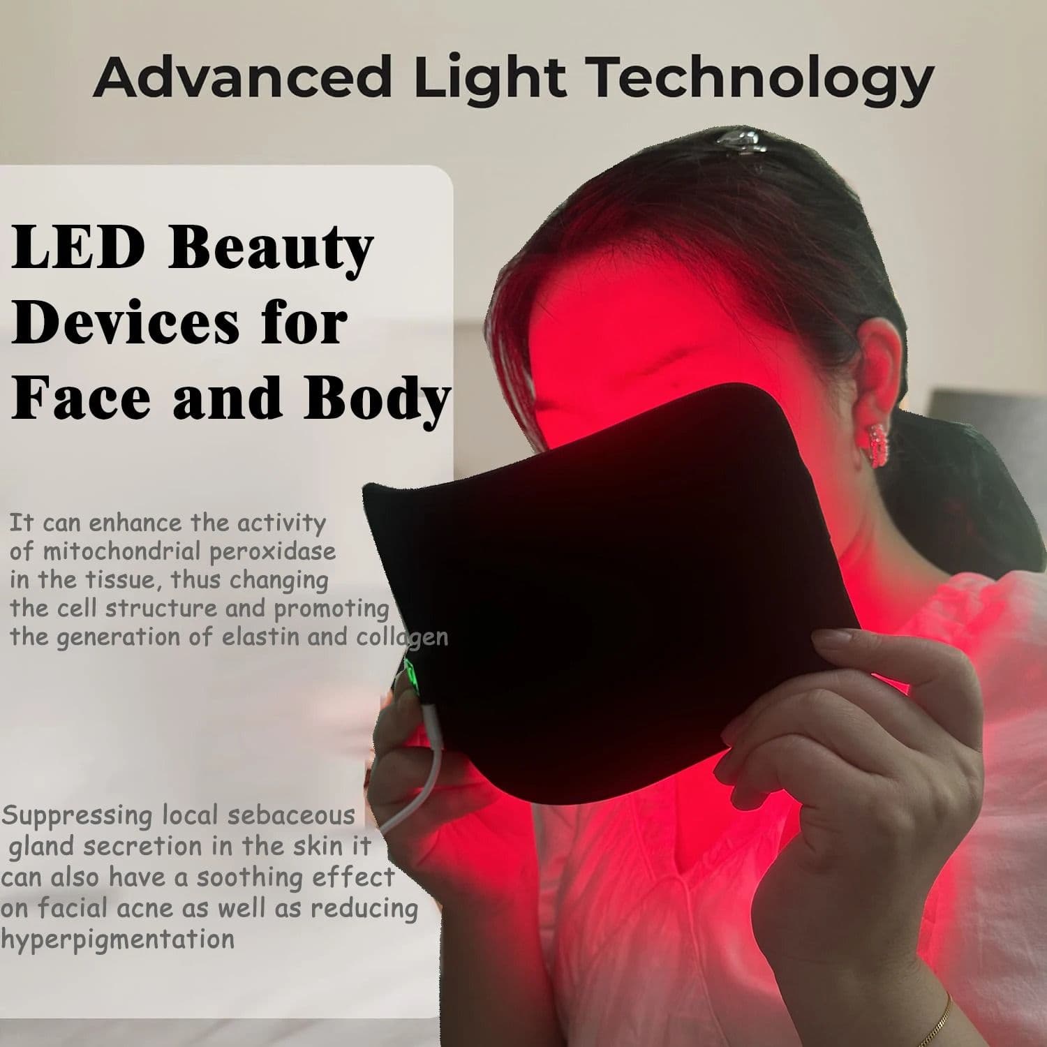 Red Infrared Light Therapy Pad, LED Beauty Devices for Face, Body, Back, Knee, Hands, Feet Relief image 4