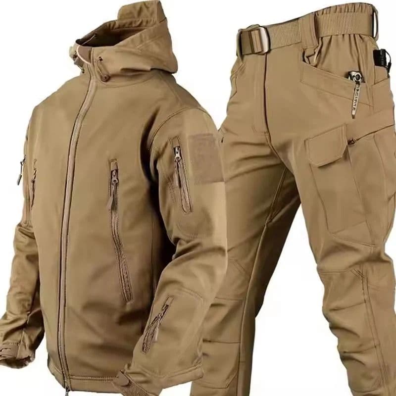 Winter Waterproof Tactical Jacket and Pants Set for Men with Fleece Lining and Outdoor Soft Shell image 8