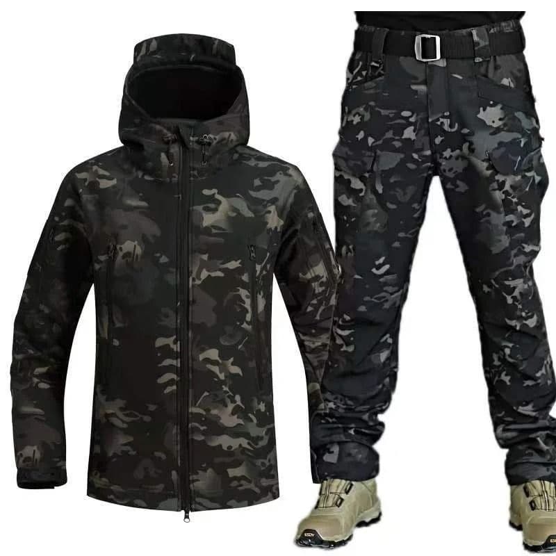 Winter Waterproof Tactical Jacket and Pants Set for Men with Fleece Lining and Outdoor Soft Shell image 5