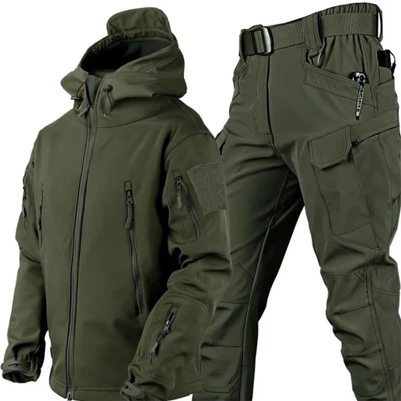 Winter Waterproof Tactical Jacket and Pants Set for Men with Fleece Lining and Outdoor Soft Shell image 7