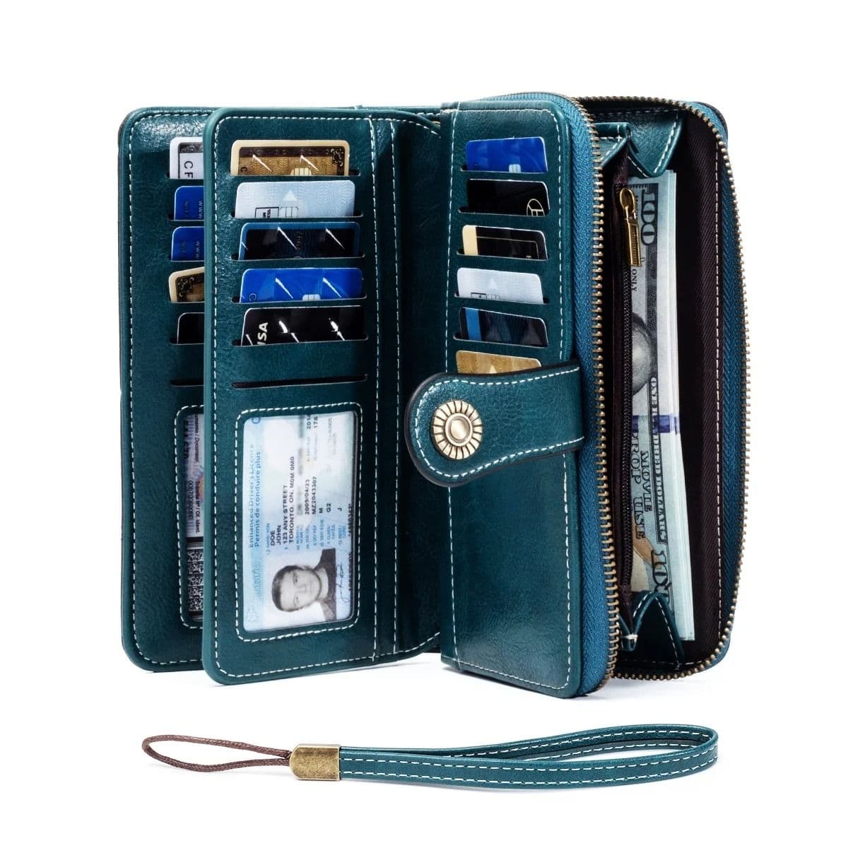 Leather RFID Anti-Theft Wallet, European American Retro Long Wallet Clutch, Large Capacity Card Holder Coin Purse image 2