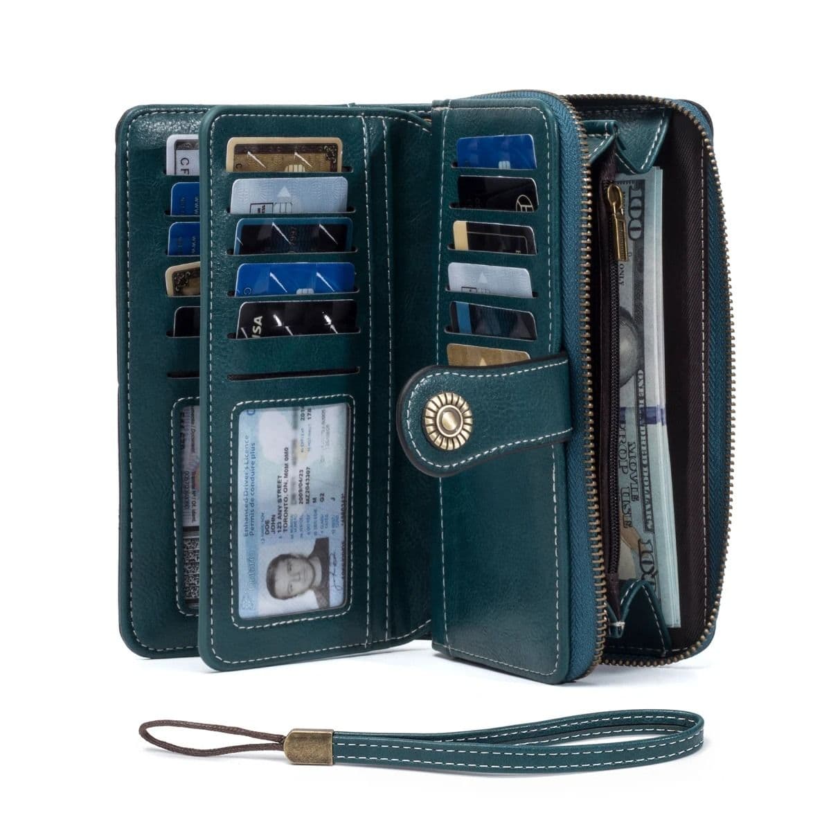 Leather RFID Anti-Theft Wallet, European American Retro Long Wallet Clutch, Large Capacity Card Holder Coin Purse image 8