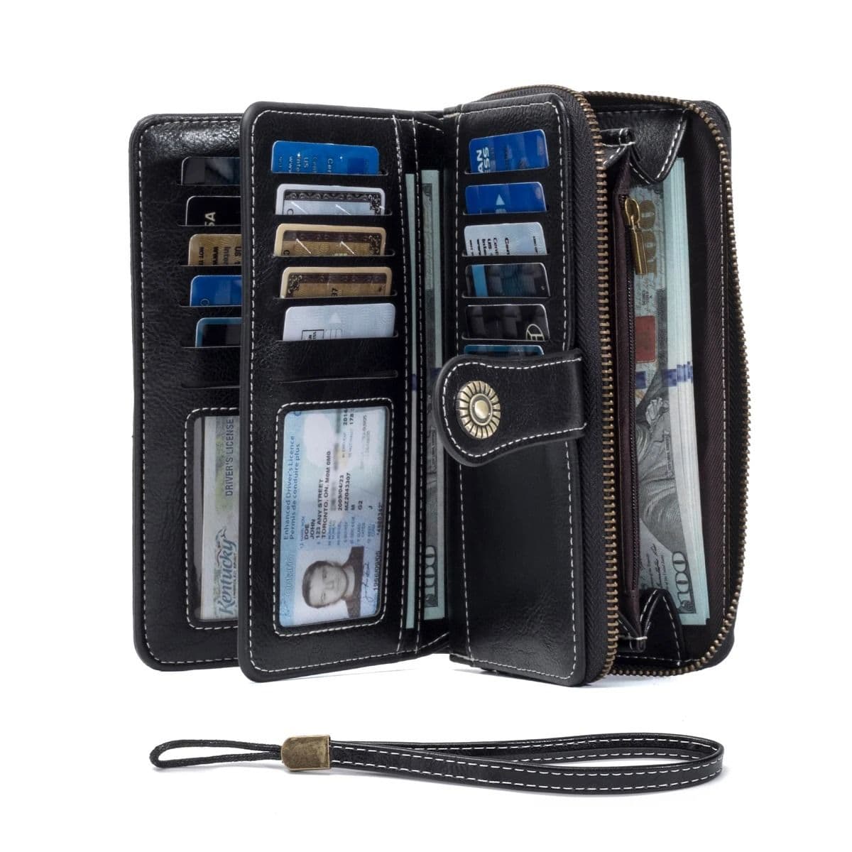 Leather RFID Anti-Theft Wallet, European American Retro Long Wallet Clutch, Large Capacity Card Holder Coin Purse image 9