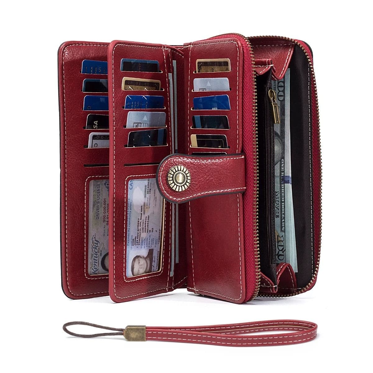 Leather RFID Anti-Theft Wallet, European American Retro Long Wallet Clutch, Large Capacity Card Holder Coin Purse image 10
