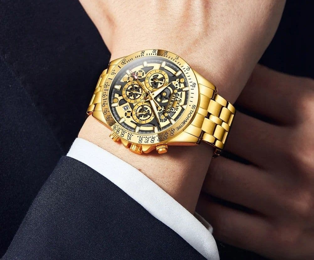 Mens Waterproof Luminous Quartz Chronograph Watch with Date & 24h Display image 2