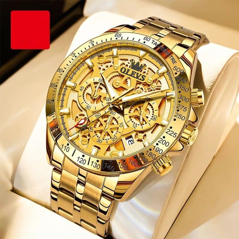Mens Waterproof Luminous Quartz Chronograph Watch with Date & 24h Display image 6