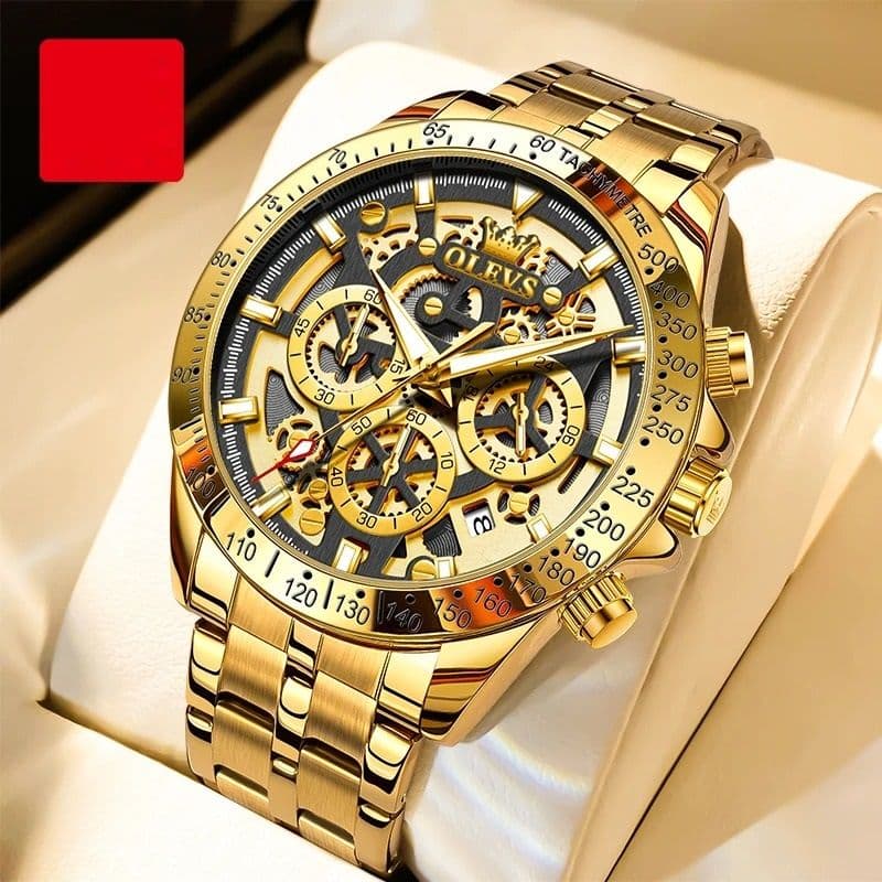Mens Waterproof Luminous Quartz Chronograph Watch with Date & 24h Display image 7