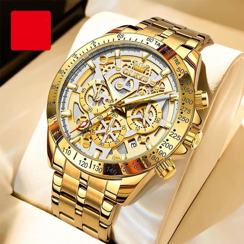 Mens Waterproof Luminous Quartz Chronograph Watch with Date & 24h Display image 8