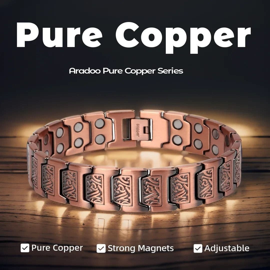 Pure Copper Magnetic Bracelet for Men with Adjustable Sizing Tool image 2