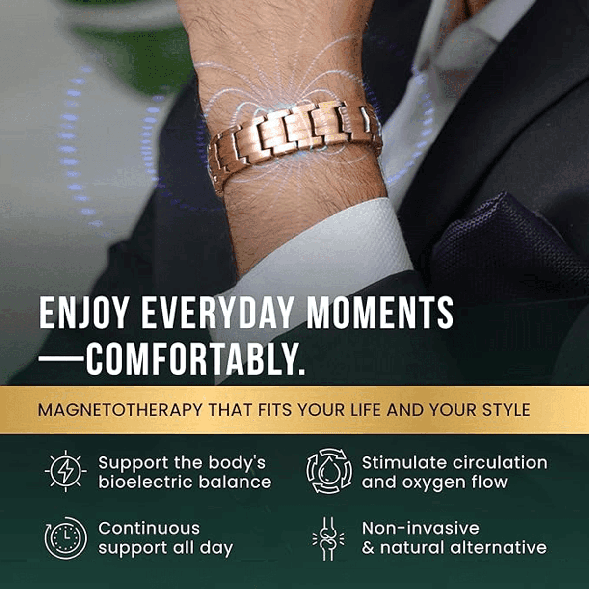 Pure Copper Magnetic Bracelet for Men with Adjustable Sizing Tool image 11