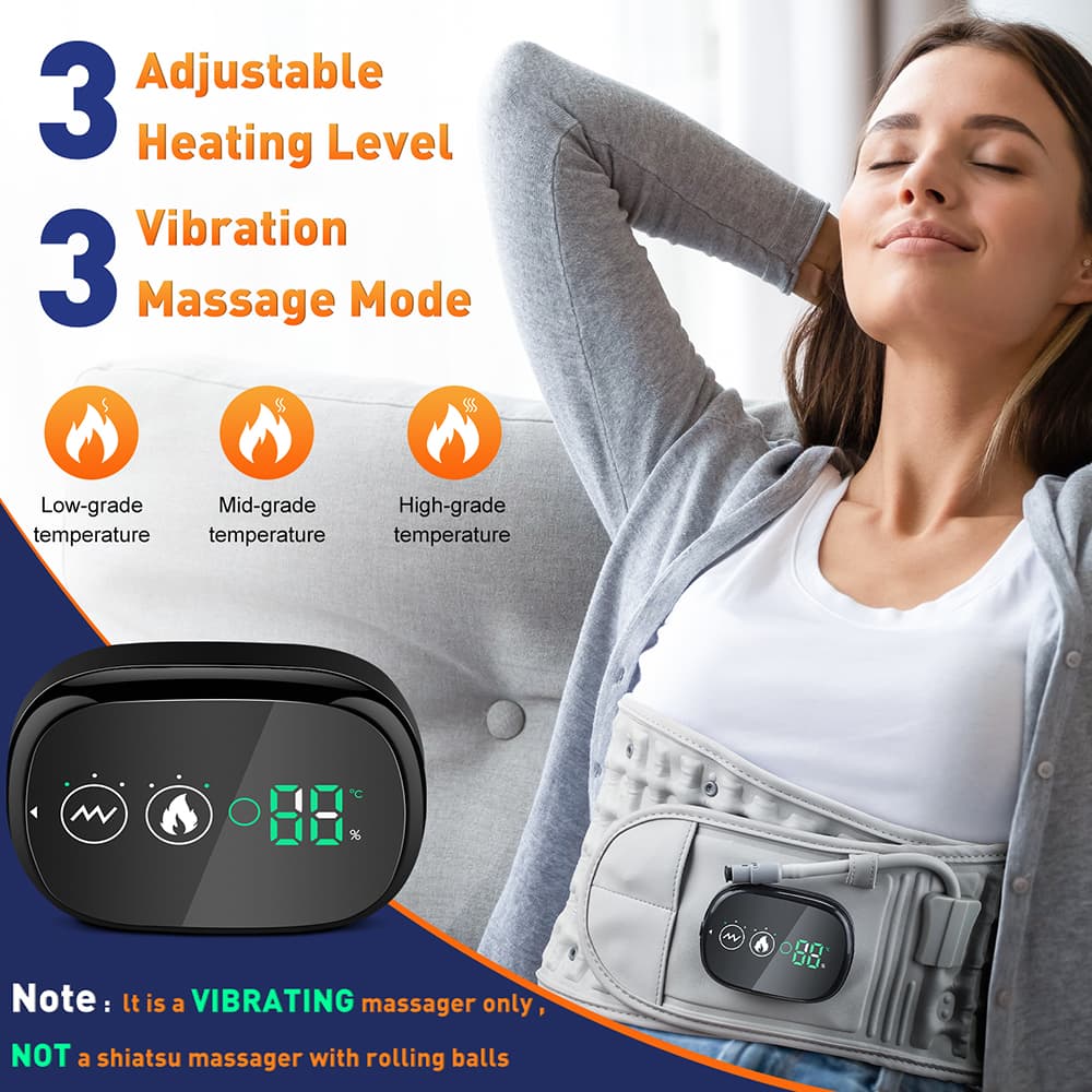 Rechargeable Inflatable Waist Belt for Lumbar Support, Heating, Vibration Massage & Decompression image 3