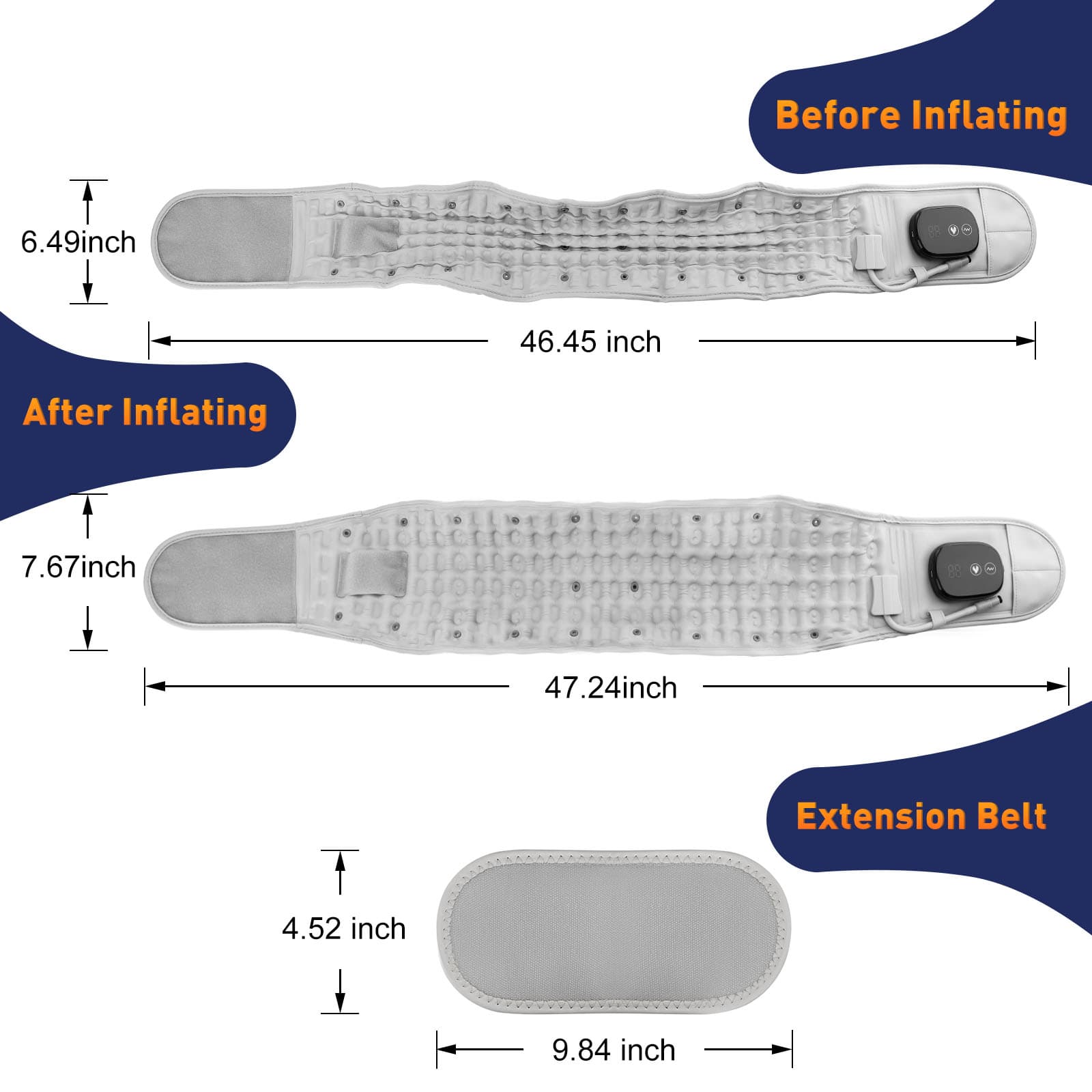 Rechargeable Inflatable Waist Belt for Lumbar Support, Heating, Vibration Massage & Decompression image 6