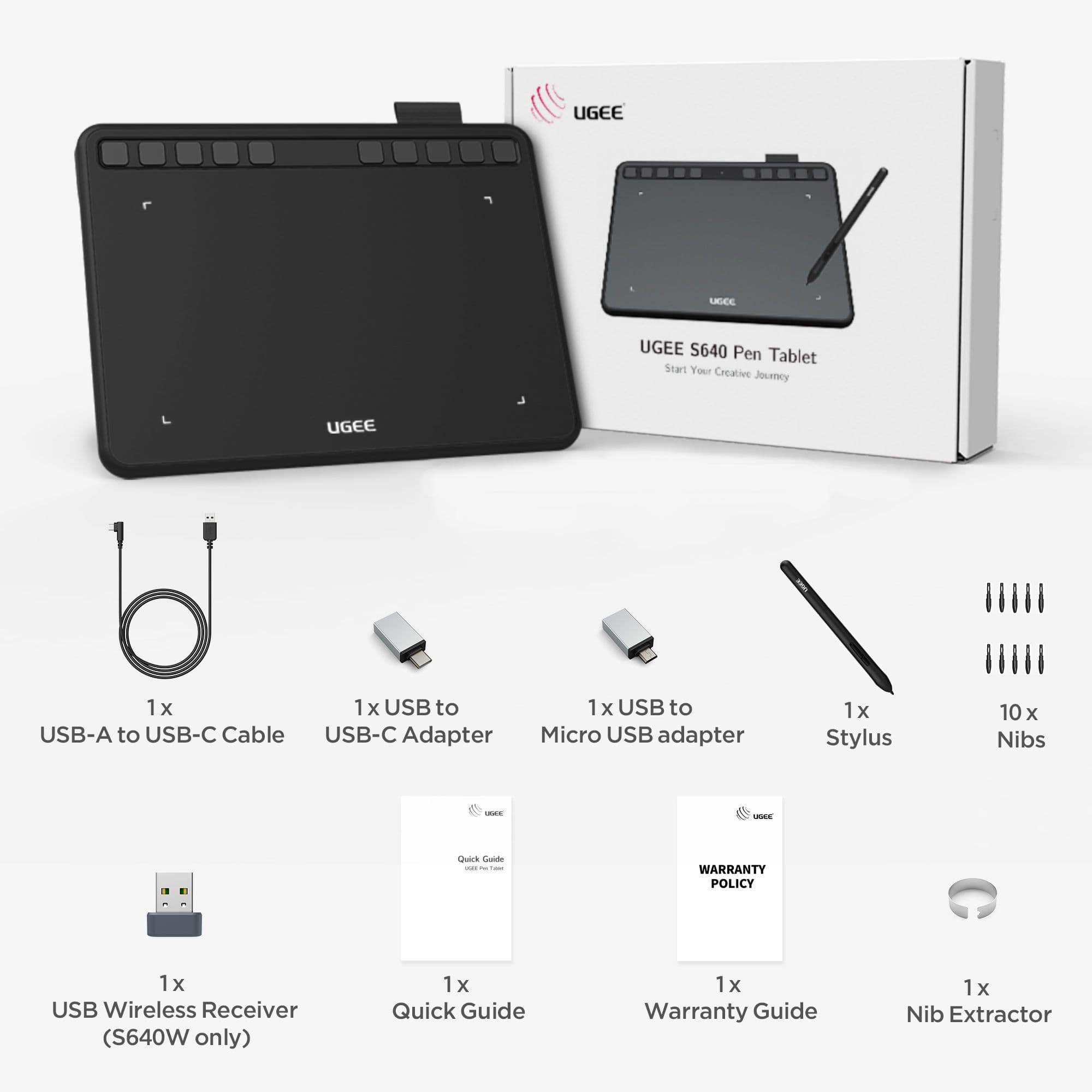 UGEE S640 Drawing Tablet – 6 Inch Pen Pad with 8192 Pressure Stylus for Android, Windows, Mac image 3