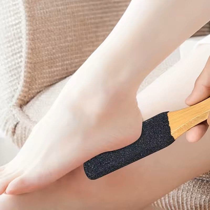 Bamboo Handle Foot File Natural Pumice Stone Pedicure Tool for Callus and Dead Skin Removal image 2