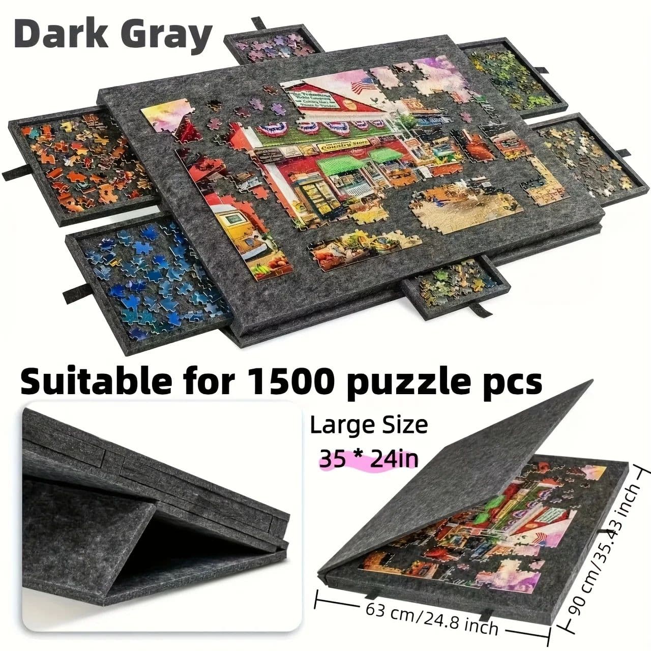 6-in-1 Portable Puzzle Table with Stand, Cover Lid & 6 Sorting Drawers (Fits 1000 Pieces) image 5