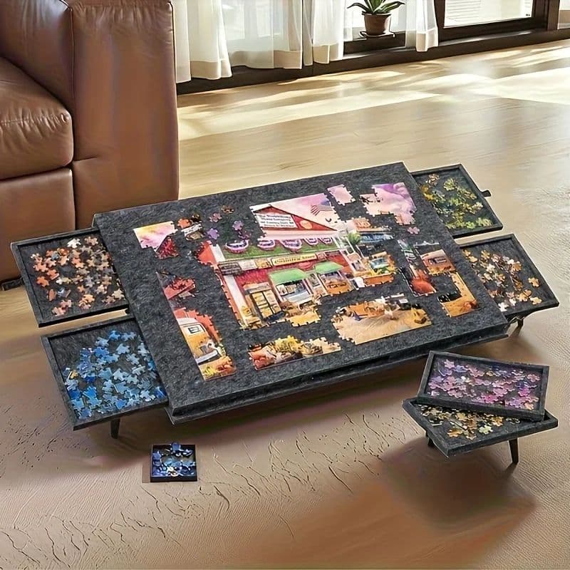6-in-1 Portable Puzzle Table with Stand, Cover Lid & 6 Sorting Drawers (Fits 1000 Pieces) image 4