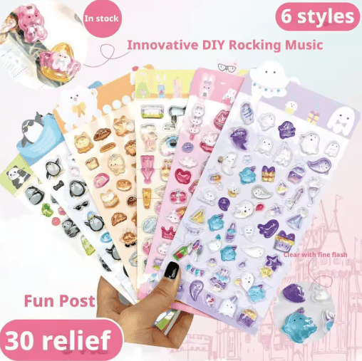 3D Puffy Stickers Cute Cartoon Craft & Journaling Stickers image 12