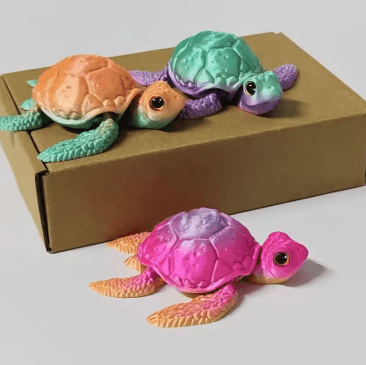 Set of 3D Printed Turtle Figurines with Movable Joint Desk Ornaments Creative Desktop Decorations and Holiday Gifts image 2