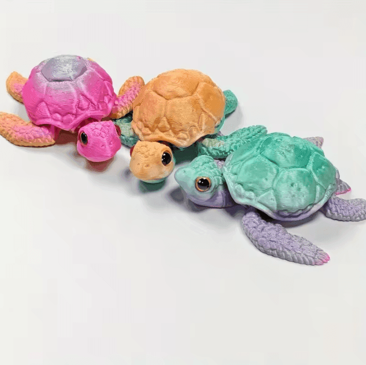 Set of 3D Printed Turtle Figurines with Movable Joint Desk Ornaments Creative Desktop Decorations and Holiday Gifts image 5