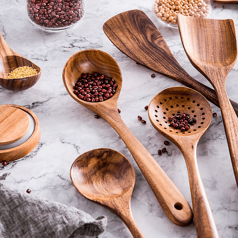 Premium Natural Teak Wood Kitchen Utensils – Eco-Friendly, Non-Toxic Cooking Spoons image 4