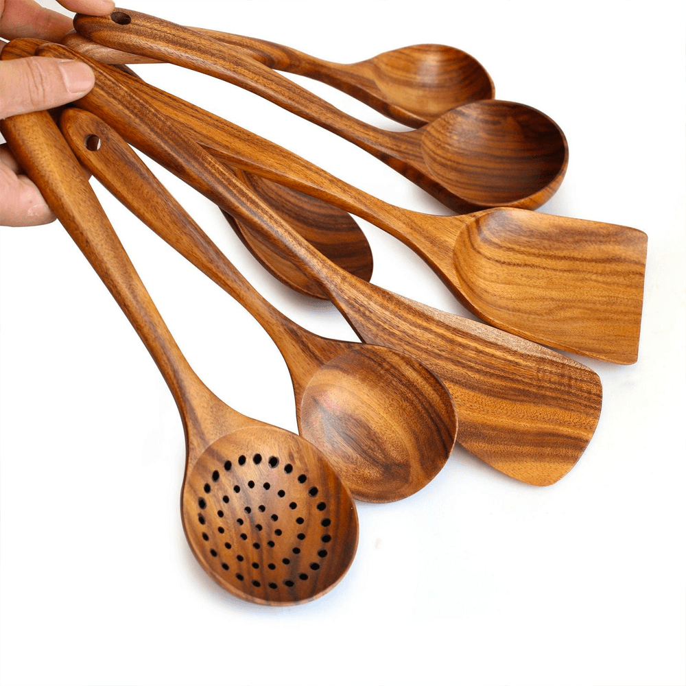 Premium Natural Teak Wood Kitchen Utensils – Eco-Friendly, Non-Toxic Cooking Spoons image 5