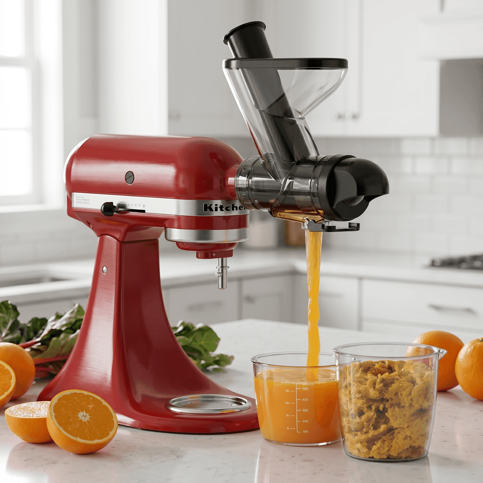 Masticating Juicer Attachment for KitchenAid Stand Mixer, Slow Cold Press Juicer Machine with Dual Feed Chute forHealth