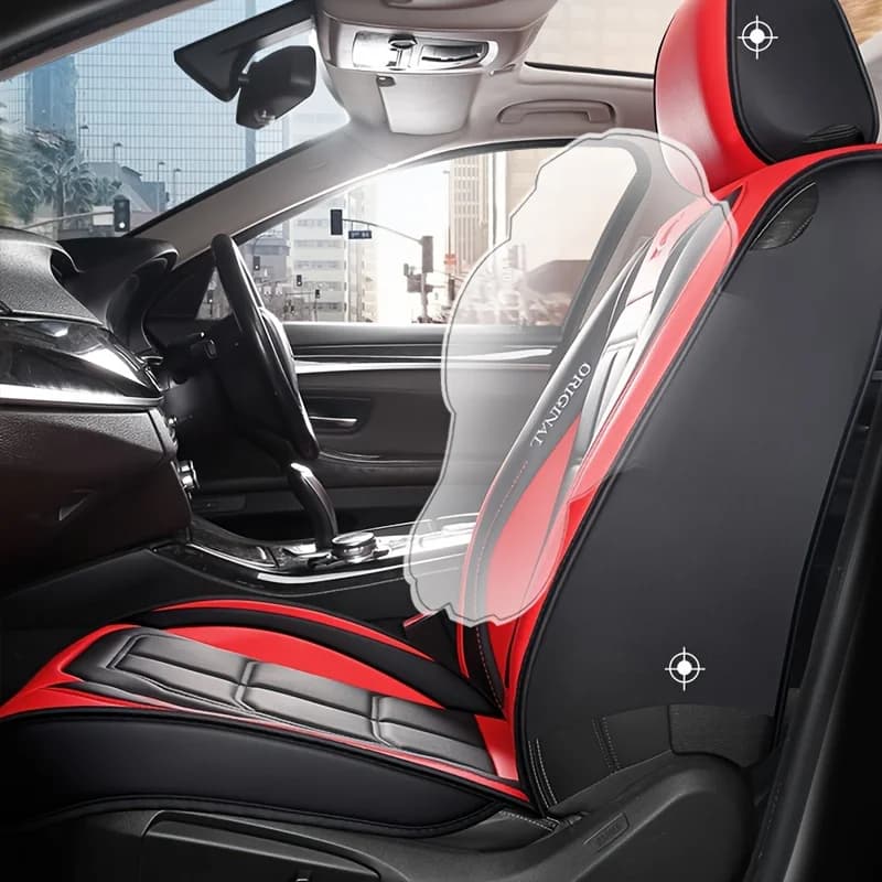 Luxury Full Leather Car Seat Cushion Pad for Driver & Passenger All Season Universal Seat Cover
